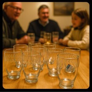 Vintage Chelan Fresh Etched Glasses Set of 8 USA Farmhouse Barware Rare Gift
